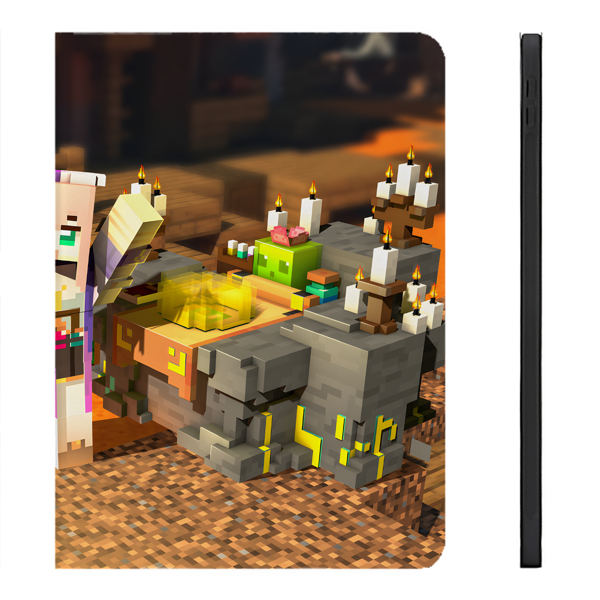 （画像用） マインクラフト ブロックの世界 Minecraft MC Block world IPadケース ペンホルダー付き ブックスタイルデザイン